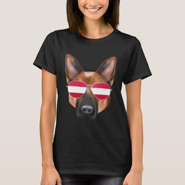 T-shirt Austrian Flag German Shepherd Dog Austria Pocket (Devant)