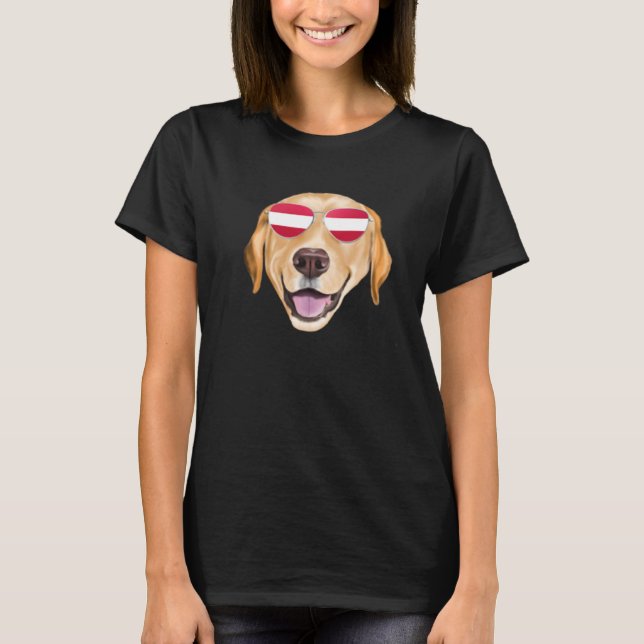 T-shirt Austrian Flag Yellow Labrador Retriever Dog Austri (Devant)