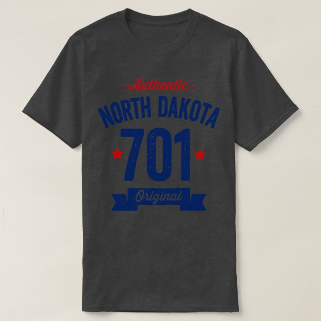 T-shirt Authentic North Dakota 701 Area Code (Design devant)