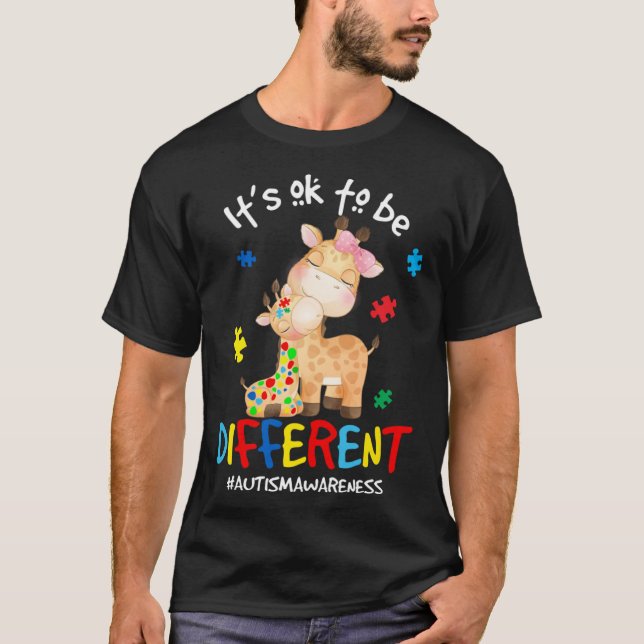 T-shirt Autism Aware Acceptance Women Kid Its Ok To Be (Devant)