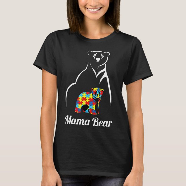 T-shirt Autism Aware Mama Bear Maman (Devant)