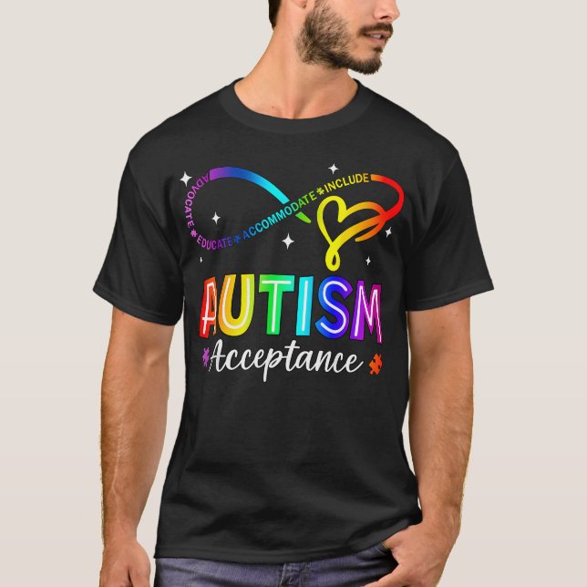 T-shirt Autism Awareness Acceptance Infinity Symbol (Devant)