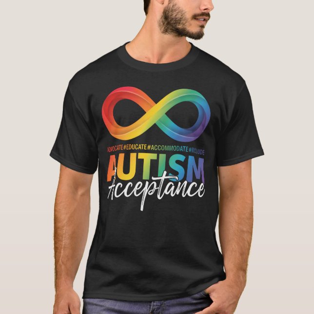 T-shirt Autism Awareness Acceptance Infinity Symbol (Devant)