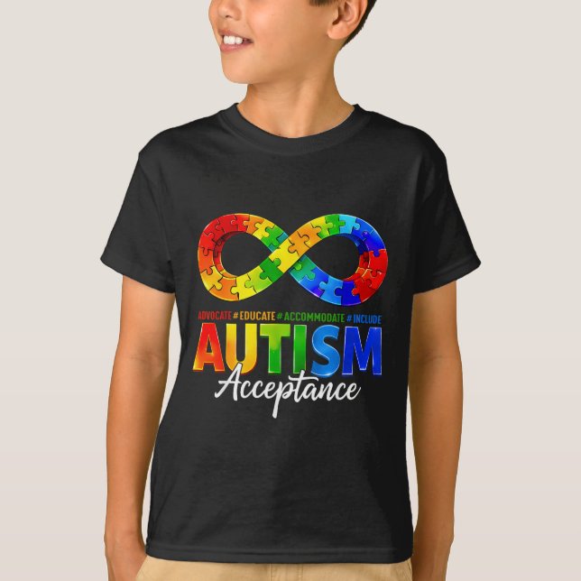 T-shirt Autism Awareness Acceptance Infinity Symbol for (Devant)