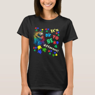 T-shirt Autism Awareness Acceptance Sloth Its Ok To Be Dif