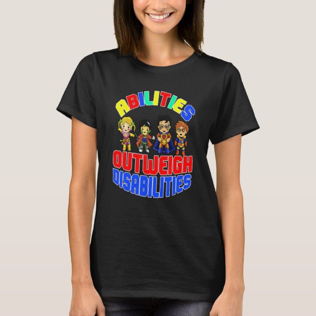 T-shirt Autism Awareness Boy Abilities Outweigh Disabiliti (Devant)
