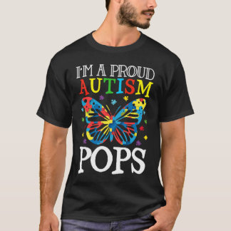T-shirt Autism Awareness Butterfly I'm a Proud Autism Pops