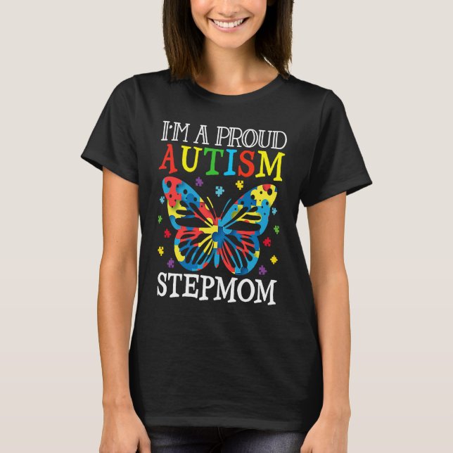 T-shirt Autism Awareness Butterfly I'm a Proud Autism Step (Devant)