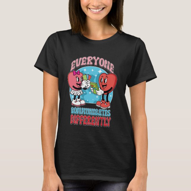 T-shirt Autism Awareness Communicates Differently Teacher  (Devant)