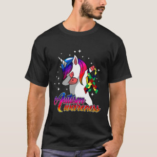 T-shirt Autism Awareness Cute Dabbing Unicorn Ribbon