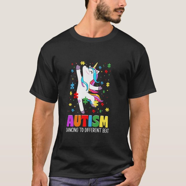 T-shirt Autism awareness Dabbing unicorn puzzle piece kids (Devant)