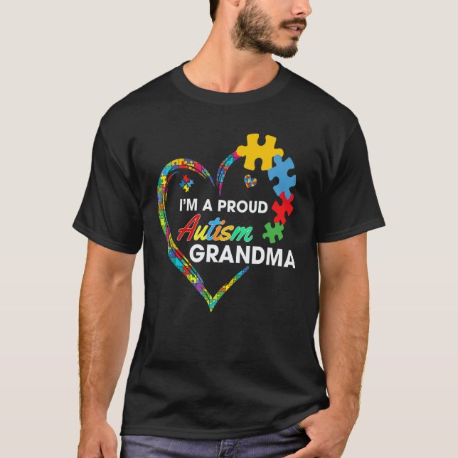 T-shirt Autism Awareness  I m A Proud Grandma Love Puzzle  (Devant)