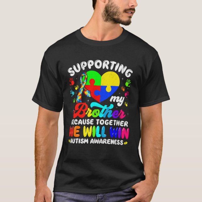 T-shirt Autism Awareness Month Supporting My Brother Puzzl (Devant)