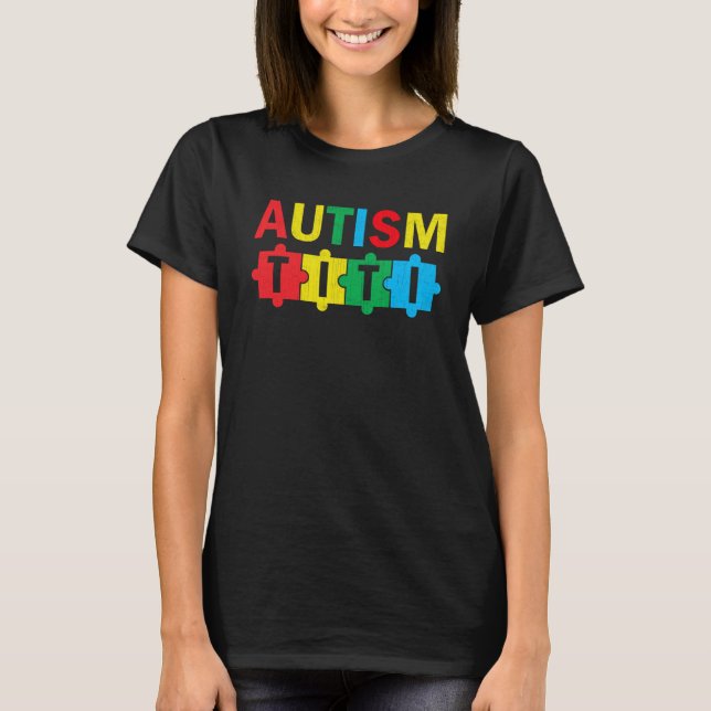 T-shirt Autism Awareness Puzzle Ribbon Proud Autism Titi (Devant)