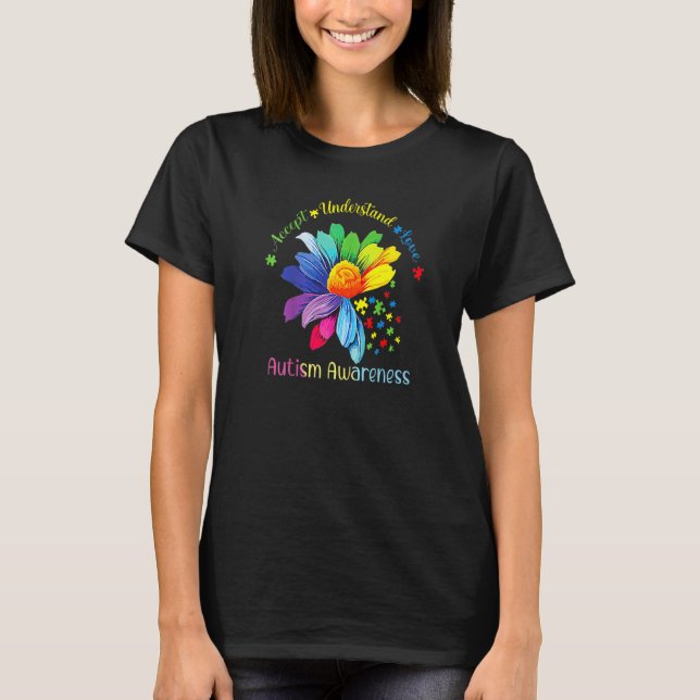 T-shirt Autism Awareness Sunflower Accept Understand Love  (Devant)