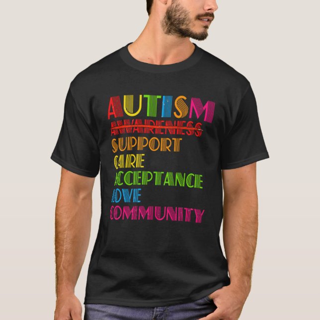 T-shirt Autism Awareness Support Care Acceptance Ally Dad  (Devant)