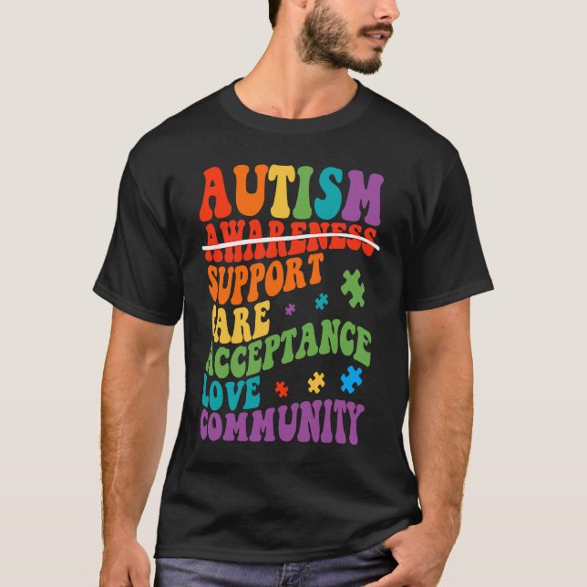 T-shirt Autism Awareness Support Care Acceptance Ally Groo (Devant)