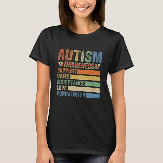 T-shirt Autism Awareness Support Care Acceptance for women (Devant)