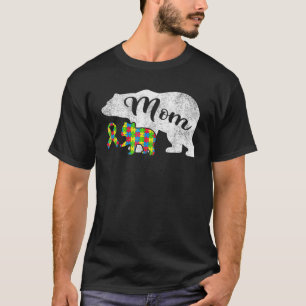 T-shirt Autism Bear Mom Womens Autism Awareness Ribbon