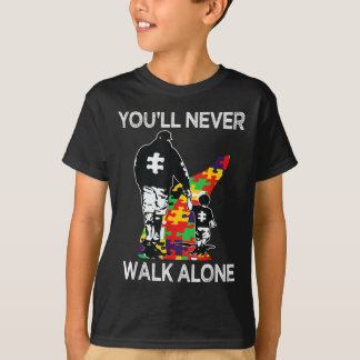 T-shirt Autism Dad Support Alone Puzzle You'll Never Walk 