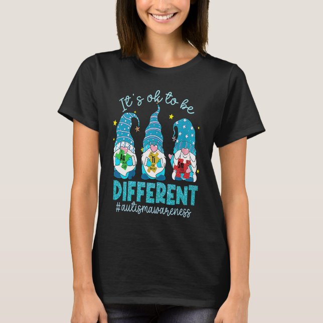 T-shirt Autism Gnomes Kids Its Ok To Be Different Autism A (Devant)