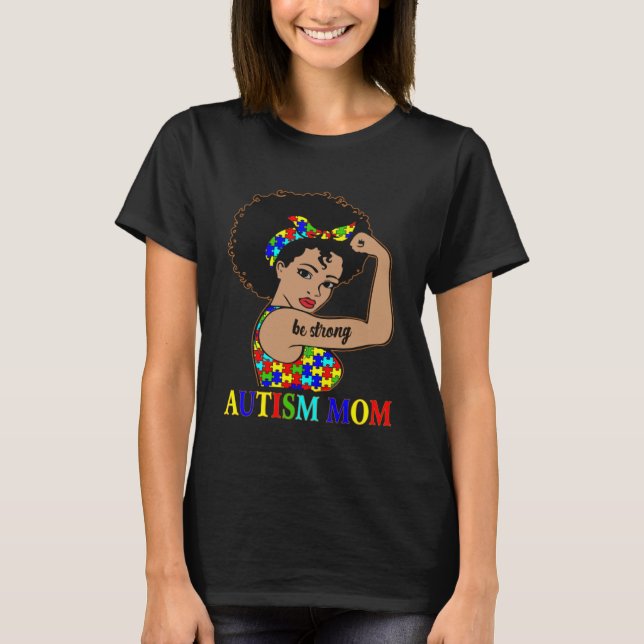 T-shirt Autism Mom Afro Mother Black Women Puzzle Pièce Au (Devant)