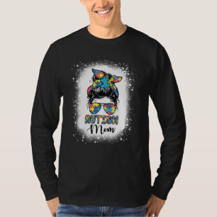 T-shirt Autism Mom Messy Bun Autistic Sensibilisation sur
