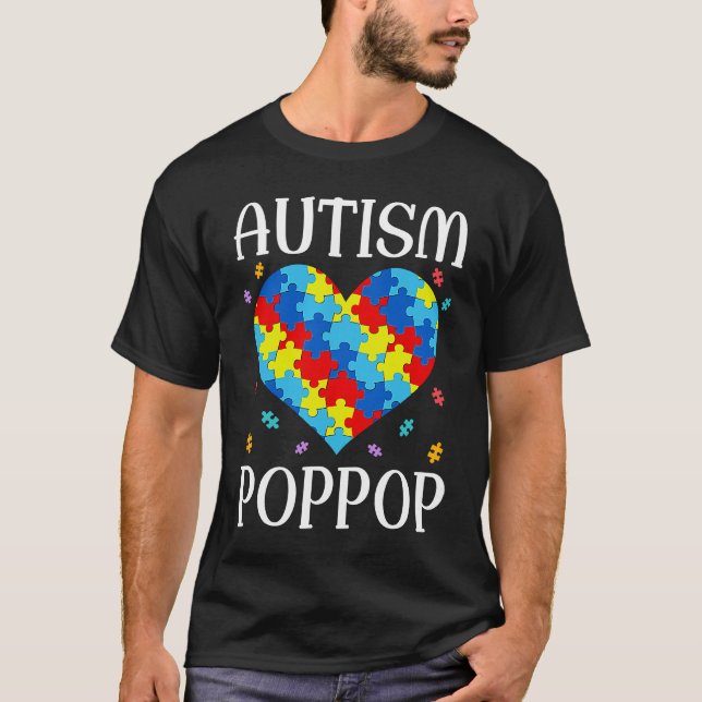 T-shirt Autism Poppop Matching Family Heart Autism Awarene (Devant)