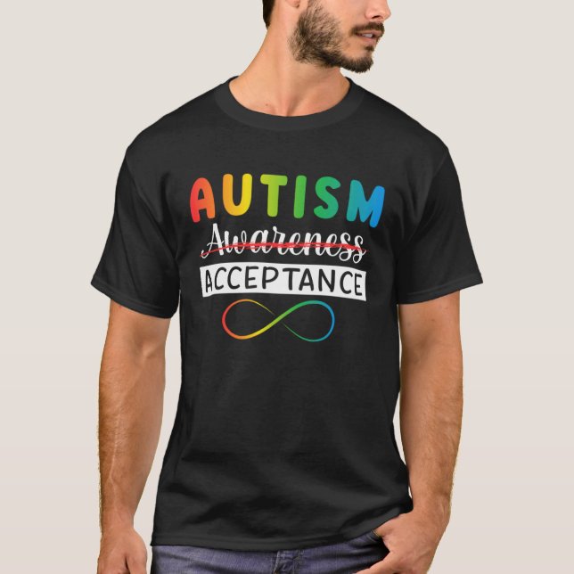 T-shirt Autism Red Instead Acceptance Not Awareness Autism (Devant)
