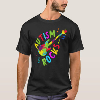 T-shirt Autism Rocks Sensibilisation sur l'autisme Guitare