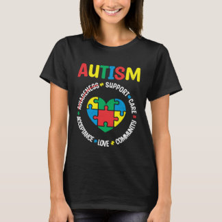 T-shirt Autism Support Care Acceptance Love Community Awar