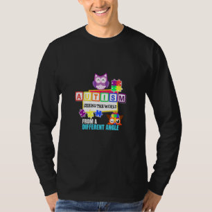 T-shirt Autism Support Puzzle Pièce Austim Awareness Owl