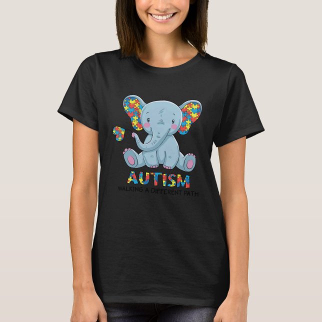 T-shirt Autism Walking A Different Path Elephant Autism Aw (Devant)