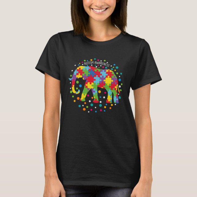 T-shirt Autism  Women Men Elephant Support Autism Awarenes (Devant)