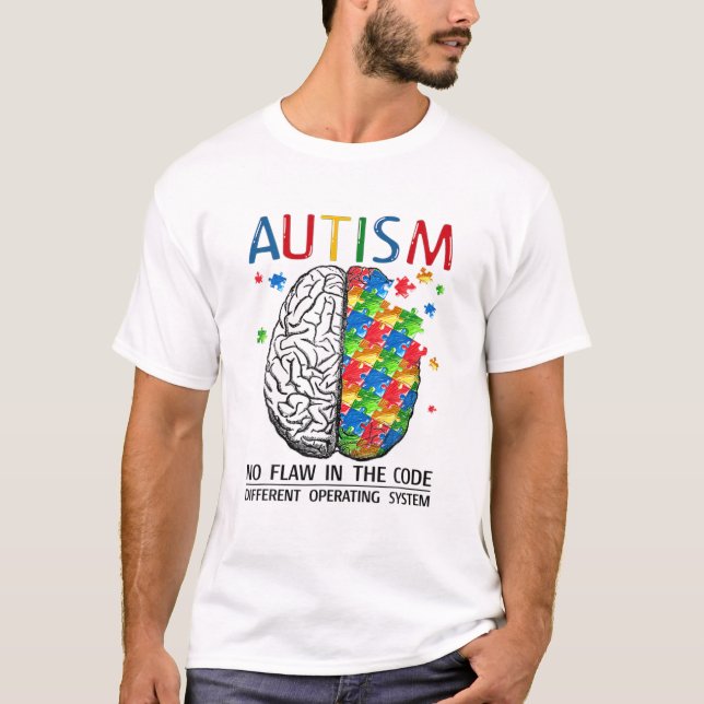 T-shirt Autisme Aucun Défaut Dans Le Code Autistique Cerve (Devant)