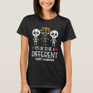 T-shirt Autisme-Autisme Squelette Mignon C'est Ok Différen