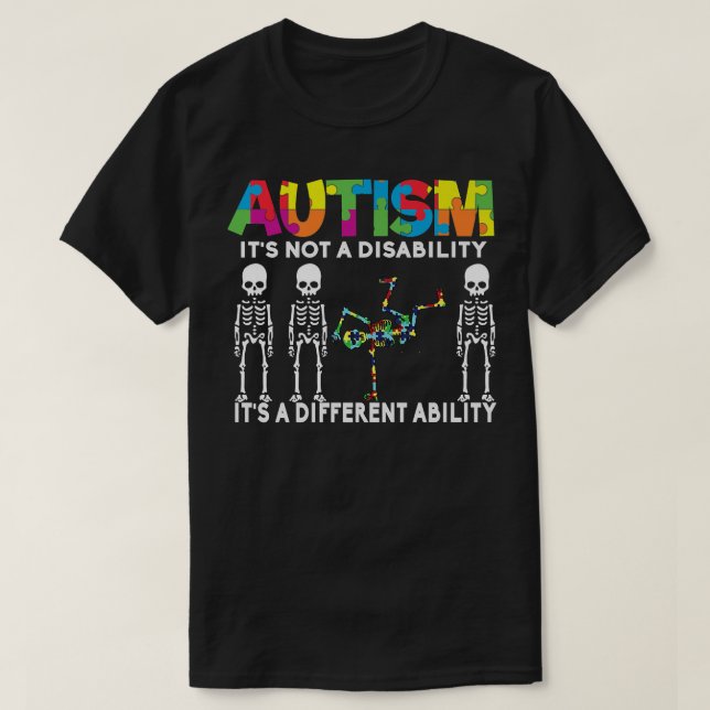T-shirt Autisme c'est une capacité différente Skeleton Aut (Design devant)