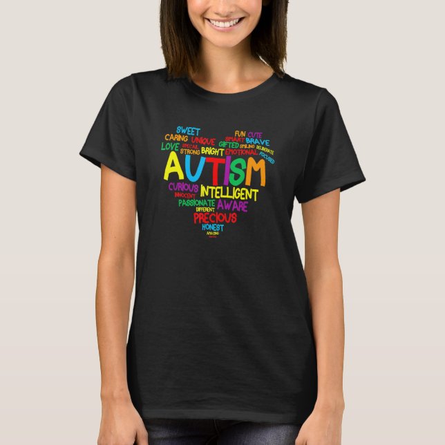 T-shirt Autisme Coeur Fière Autisme Maman Famille Autisme  (Devant)