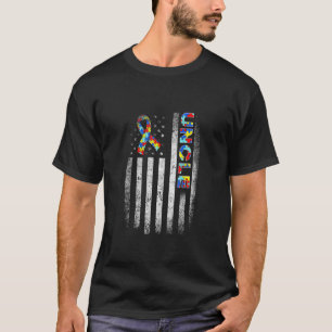 T-shirt Autisme déprimé Oncle Américain Drapeau Hommes Fem