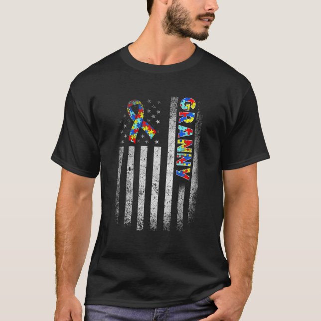 T-shirt Autisme désespéré Granny American Flag Hommes F (Devant)