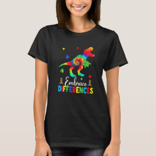 T-shirt Autisme Dinosaur Puzzle Pièce Embrasser les différ