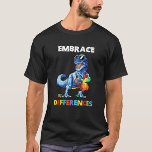 T-shirt Autisme Dinosaure Embrasser Différences Trèfle Puz