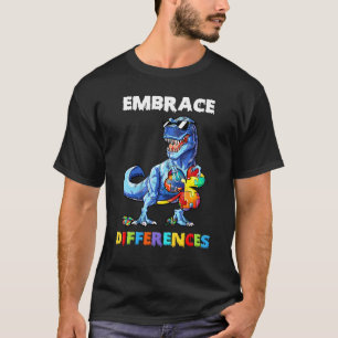T-shirt Autisme Dinosaure Embrasser Différences Trèfle Puz