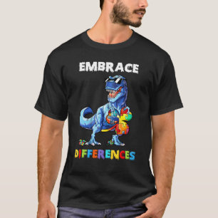 T-shirt Autisme Dinosaure Embrasser Différences Trèfle Puz