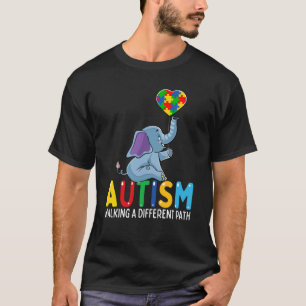 T-shirt Autisme Eléphant Marcher Un Chemin Différent Pour 