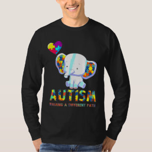 T-shirt Autisme Eléphant Marcher Un Chemin Différent Pour