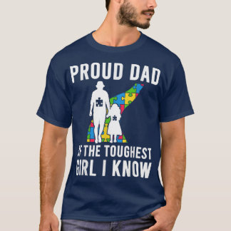 T-shirt Autisme Fier Papa De La Fille La Plus Touche Papa 