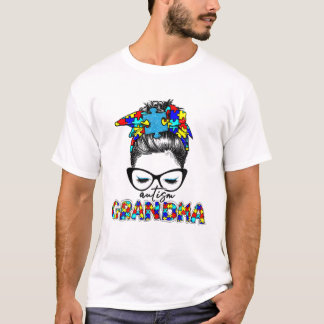 T-shirt Autisme Grand-mère Messy Bun Lunettes de soleil Ba