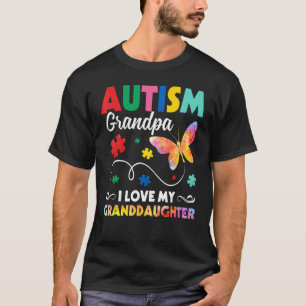 T-shirt Autisme Grand-Père J'Aime Mon Papillon Petite-Fill