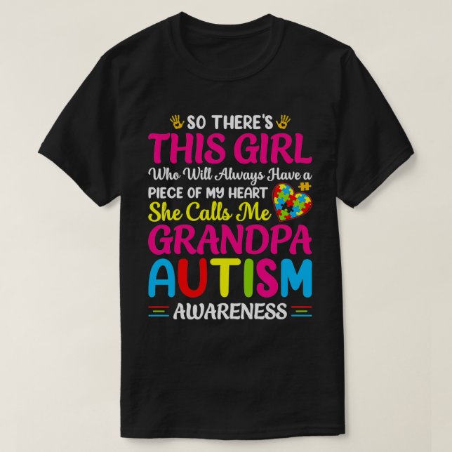 T-shirt Autisme Grand-Père Sensibilisation sur l'autisme G (Design devant)